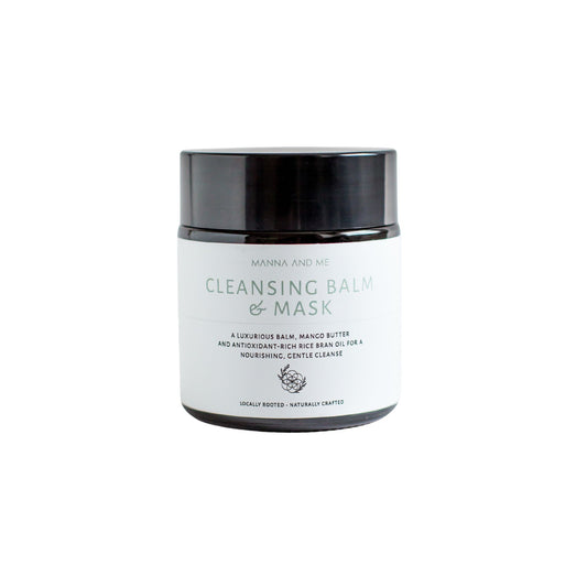A jar of Manna and Me Cleansing Balm & Mask on a solid white background.