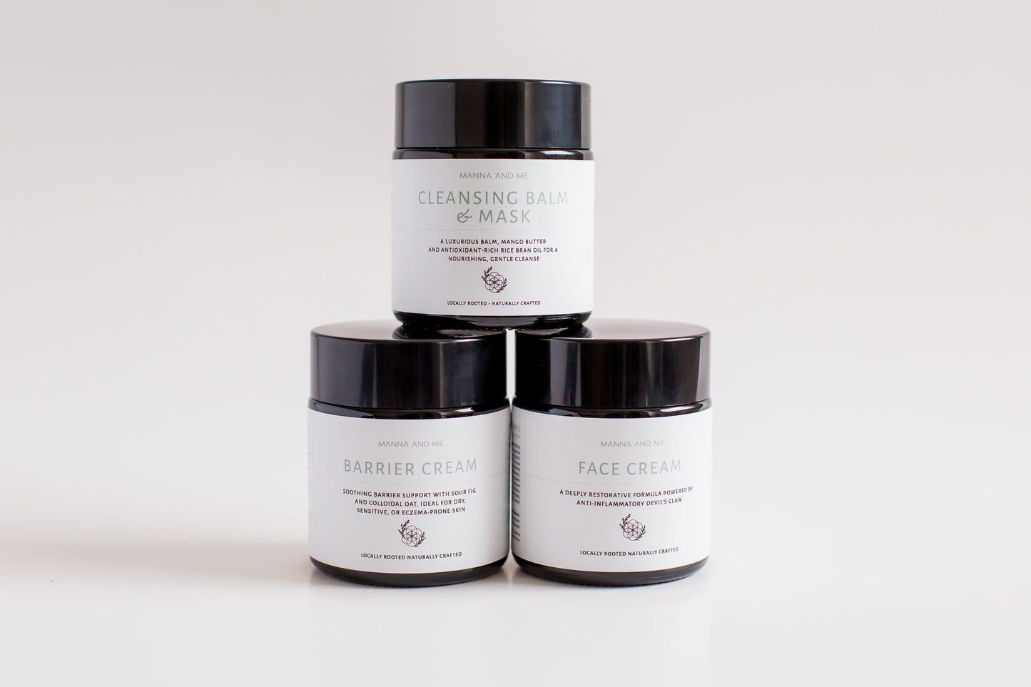 The Homegrown Collective Gentle Essentials Set featuring natural skincare products for sensitive skin.